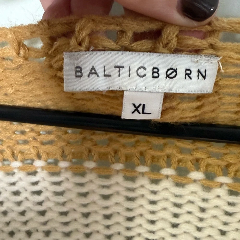 Baltic Born Chunky Oversized Striped Knit V-Neck Sweater - Picture 3 of 3